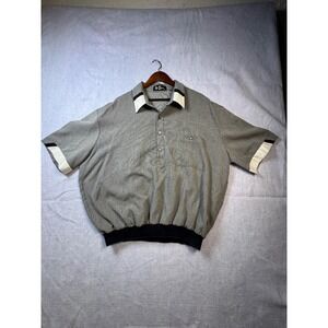 Alan Stuart Mens 2XL Grey Micro Stripe Banded Bottom Polo Shirt VTG Made in USA